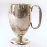 A silver cup with C-Scroll shaped handle on domed foot, marks for William Henry Sparrow, Birminghan,