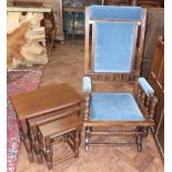 Edwardian rocking chair and nest of tables. Condition reports are not available for this sale.