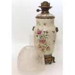 Early 20th century oil lamp with Chinese ceramic vase base. Condition reports are not available