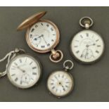 Two silver pocket watches by White Manchester and Samuel Manchester, also a lady's silver watch