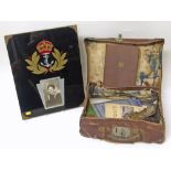 Framed naval memorial picture, suitcase, mid 19th century picture, Rommel book by Desmond young