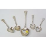 Four Georgian silver tablespoons and a silver Georgian tablespoons Condition reports are not