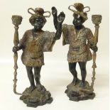 Pair of cast brass Blackamoors, 39cm high. Condition reports are not available for this sale.