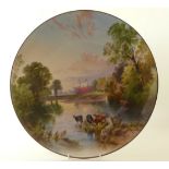 Minton charger signed J. Dalton painted with a scene of Eaton College from the Thames. Condition