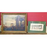 Large gilt framed 19th century continental view oil painting, together with framed modern Egyptian