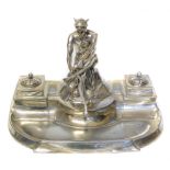 A white metal ink-stand with figure of mercury Condition reports are not available for this sale.