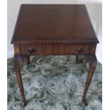 Reproduction oak lamp table on cabriole legs. Condition reports are not available for this sale.