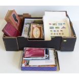 All World stamp collection, in two stock books, tin and shoe box, plus two old Stanley Gibbons