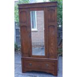 Early 20th century oak mirror-door wardrobe. Condition reports are not available for this sale.