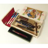 Collection of pens, VizÂ Orium 80 (boxed), Waterman, Burnham (pencil) roll-tip 'nippy' Conway