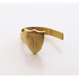 22ct gold signet ring (broken) weight approximately 1.9g. Condition reports are not available for