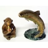 Beswick trout and a monkey with with pipe Condition reports are not available for this sale.