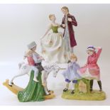 Three Royal Doulton figure groups: Milestone, Hold Tight, Young Love Condition reports are not