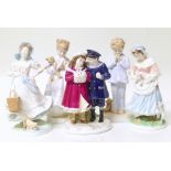 Five Royal Worcester figures to include: I Love Emily, Shepherdess, Milkmaid, I Pray and I Wish