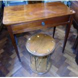 An Edwardian oak and brass magazine rack also a mahogany side table Condition reports are not