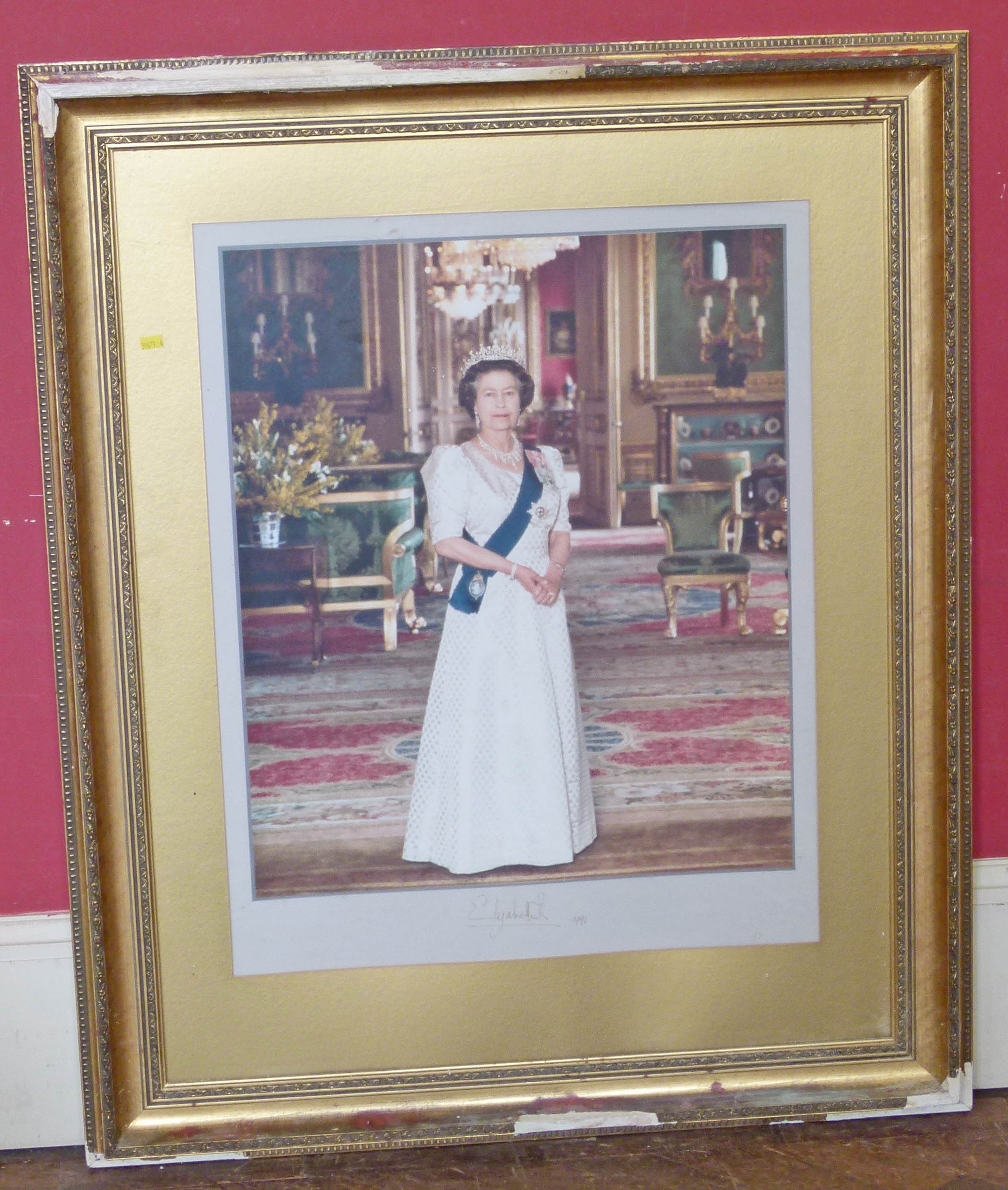 Large signed Elizabeth II photograph. Condition reports are not available for this sale.