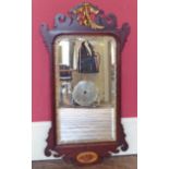 Late 19th century mahogany framed wall mirror pediment with ho ho bird. Condition reports are not