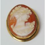 18ct gold carved shell cameo. Condition reports are not available for this sale.