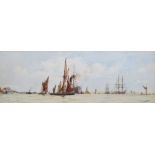 Charles Edward Dixon (1872-1934), "Off Tilbury", signed and titled, watercolour, 26 x 76.5cm, 10.