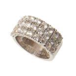 Diamond 3-row 18ct white gold half eternity ring , a total of 27 round brilliant cut diamonds, total