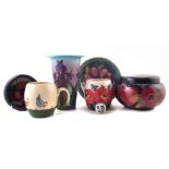 Collection of Moorcroft, to include a Pomegranate pattern circular box with screw cover, pansy