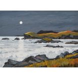 David Barnes (1943-), "Moonlight, Trearddur Bay", signed on verso, oil on board, 44.5 x 59.5cm, 17.5