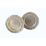 A pair of George II pewter Rococo fived-lobed side plates with double edge. Bearing the touchmark of