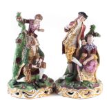 Pair of Samson Paris 'Derby' figure groups, modelled as lovers on scrolled pierced bases, mid 19th