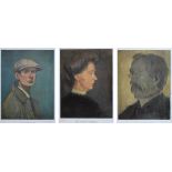 After Laurence Stephen Lowry R.A. (1887-1976), "Self Portrait", "The Artist's Mother" and "The