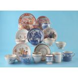 Collection of Newhall and related factories circa 1800-1820, to include a teapot stand, trio, coffee