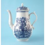 Liverpool Christian's coffee pot circa 1775, printed with Rural Lovers pattern in under glaze