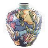 Moorcroft Martinique vase, after Jeanne Mcdougall, silver seconds line to base, with box, 17.5cm