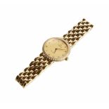 A ladies 18ct gold Omega De Ville bracelet watch, with diamond dot champagne dial and diamond bezel,