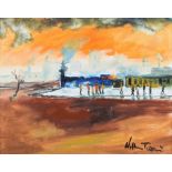 William Turner F.R.S.A., R.Cam.A. (1920-2013), "Glazebrook Station, Risley Moss Line, Irlam o' the