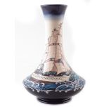 Moorcroft vase, decorated with Landing Liberty pattern after Paul Hilditch, second mark covered,