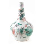 A Chinese Famille verte vase, painted with figures in garden scenes, 19th century, 34cm high For a