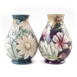 Two Moorcroft vases, decorated with Summer Lawn pattern after Rachel Bishop, signed in gilt pen 'J.