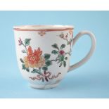 Liverpool Chaffers coffee cup circa 1765 , painted with flora and gilt ribbons, 6cm high For a