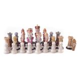 Pottery chess set, possibly Macintyre, complete with an additional castle and part of the Bishop