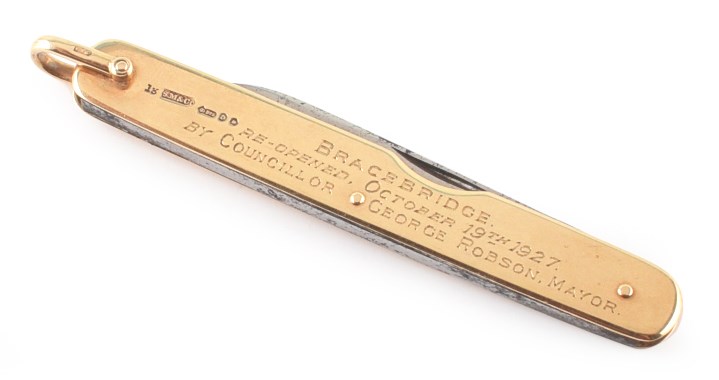 Samuel Morden 9ct gold pen knife with steel blades