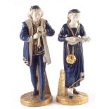 Pair of Royal Worcester figures of musicians, shapes H145 and H126, date codes for 1919/20, 31cm