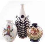 Three Moorcroft trial vases, decorated with Snow Angels after Helen Dale, dated 20.6.16, another