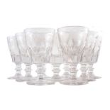 Nine mid 19th century ale glasses , the bowls engraved with hops, leaves and barley, 12.5cm high For