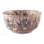 Samson Japanese bowl, finely painted with Immortals in a satsuma style, the inside painted with a