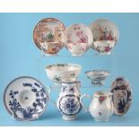 Collection Chinese porcelain , to include three tea bowls and saucers, a spoon tray, a trembleuse