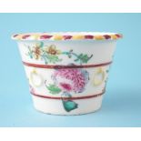 Bow flower pot tub circa 1750, painted with flora, incised 12 to base, 4.5cm high For a condition