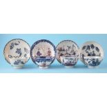 Four Liverpool Pennington tea bowls and saucers circa 1770 -1790, two with printed decoration of