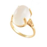 Moonstone solitaire yellow gold ring