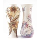 Moorcroft Collector's Club vases, decorated with Rudbeckia pattern after Rachel Bishop and Daisy