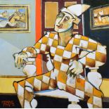 Geoffrey Key (1941-), "Studio Harlequin", signed and dated '14, titled on verso, oil on canvas, 90.5